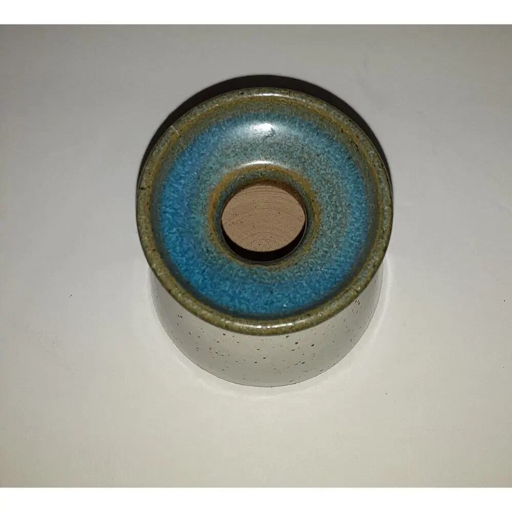CCC Pottery Stoneware Mini Vase Artist Signed Sea Blues 4